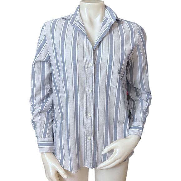 Grayson The Hero Button Up Blue White Nautical Casual Relaxed Shirt Size Small - Picture 1 of 6